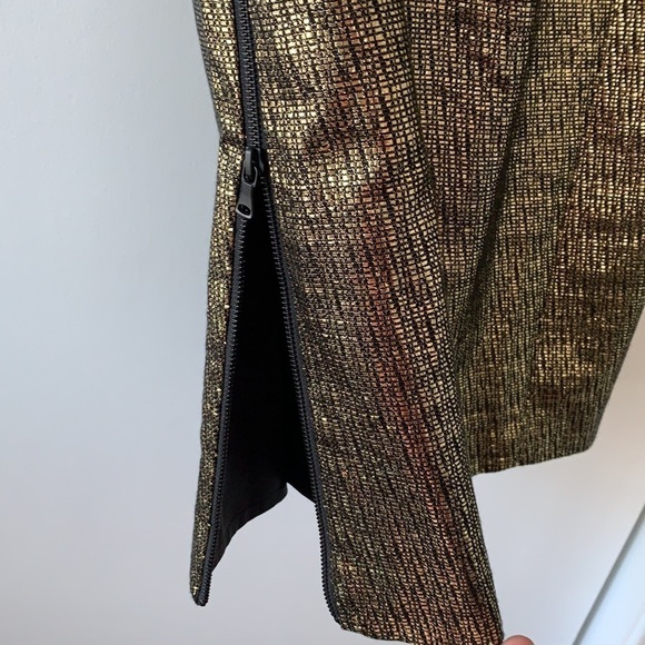 Milly Gold Metallic Strapless Dress 6 - Picture 8 of 12
